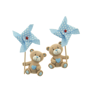 MAGNETE ORSETTO AZZURRO/CELESTE CON GIRANDOLA 