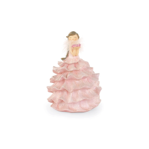 DAMA CON ABITO ROSA IN RESINA 