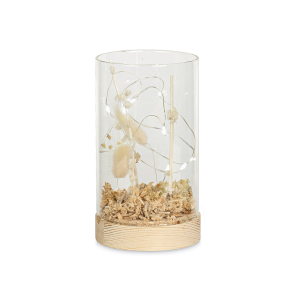 VASO IN VETRO CON LED E DECORO FLOREALE (PICCOLO)
