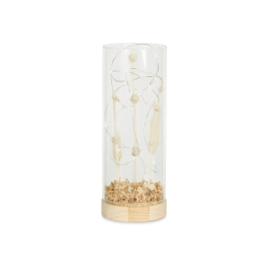 VASO IN VETRO A LED CON DECORO FLOREALE (GRANDE)