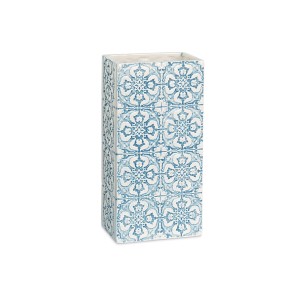 VASO CON MAIOLICHE BLU/SALVIA/SABBIA