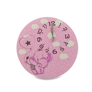 OROLOGIO DA PARETE ELEFANTINO AZZURRO/ROSA 