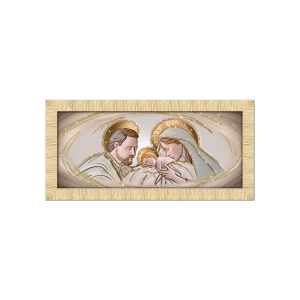 CAPEZZALE SACRA FAMIGLIA CON CORNICE ORO 