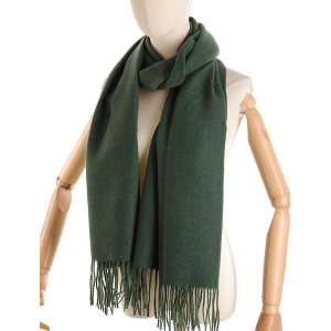 SCIARPA CON FRANGE 100% VISCOSA CCOLORE MARRONE O VERDE BOSCO