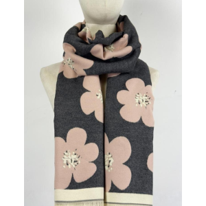 SCIARPA FANTASIA ROSA E GRIGIO 100% VISCOSA