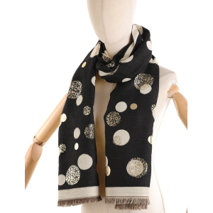FOULARD FANTASIA POIS NERO E ORO 100% VISCOSA