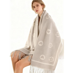 SCIARPA CON FRANGE BEIGE E AVORIO 