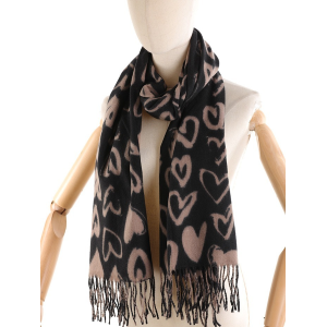 SCIARPA FANTASIA CUORE NERO E TORTORA