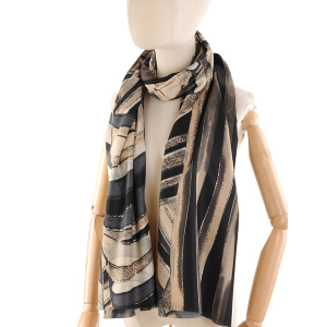 SCIARPA FANTASIA ASTRATTA COLORE NERO E ORO