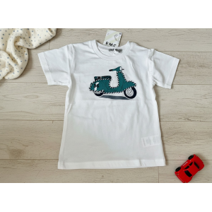 TSHIRT BIMBO EMC BIANCA CON STAMPA VERDE DA 2 ANNI A 8 ANNI