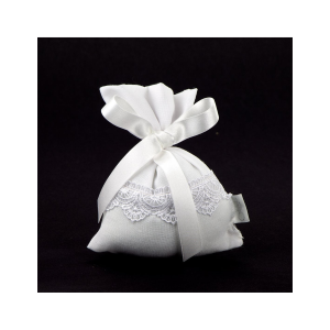 SACCHETTO CON PIZZO MACRAME' BIANCO 