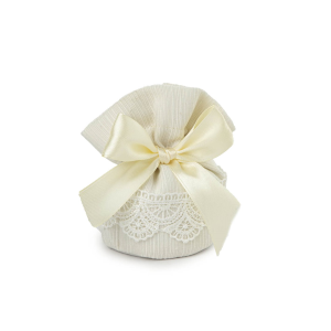 SACCHETTO CON ASTUCCIO OTTOMANO E MACRAME' PANNA 