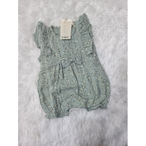 PAGLIACCETTO EMC VERDE SALVIA CON FIORELLINI MISURE 1 MESE E 3 MESI