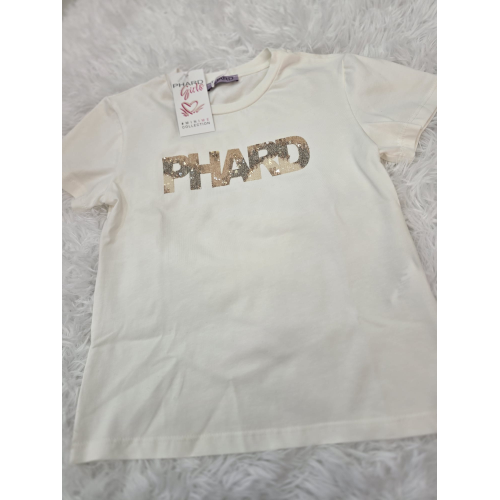 TSHIRT PHARD BIANCO CON PAILLETTER DA 8 A 16 ANNI