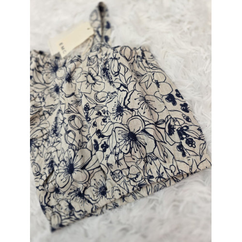 TOP IN LINO ECRU E BLU EMC BIMBA DA 2 ANNI A 8 ANNI