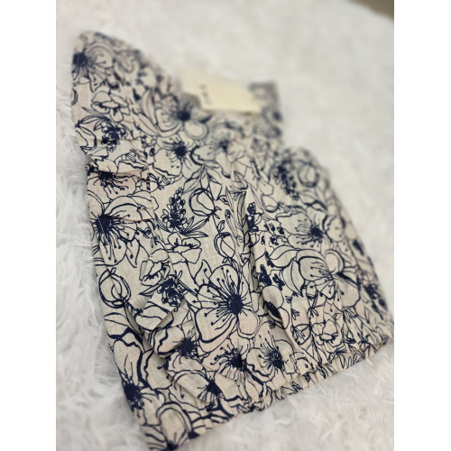 TOP IN LINO ECRU E BLU EMC BIMBA DA 2 ANNI A 8 ANNI