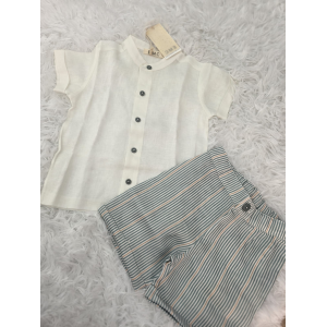 COMPLETO BIMBO EMC IN LINO CAMICIA E PANTALONCINO DA 6 MESI A 5 ANNI