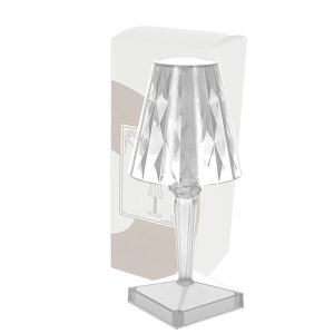 LAMPADA DA TAVOLO DIAMANTE TRASPARENTE ACRILICO CON CONTROLLO TOUCH E USB 12X25  