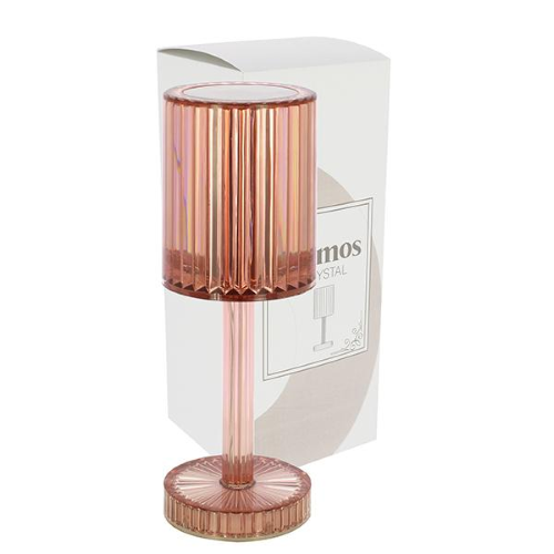 LAMPADA DA TAVOLO CRYSTAL ROSA ACRILICO CON CONTROLLO TOUCH E USB 8,5X24,5  