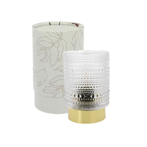 LAMPADA LED TRASPARENTE GOCCE VETRO CON BASE ORO 8X11,5 C/BOX