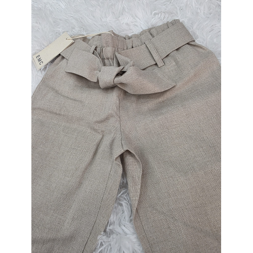 PANTALONE BIMBA EMC IN LINO COLORE BEIGE DA 2 ANNI A 8 ANNI