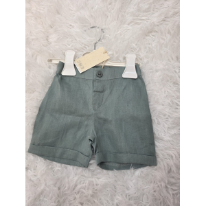 PANTALONCINO EMC LINO COLORE VERDE SALVIA DA 6 MESI A 5 ANNI