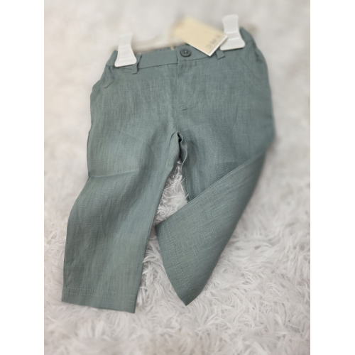 PANTALONE IN LINO COLORE VERDE SALVIA EMC DA 6 MESI A 5 ANNI