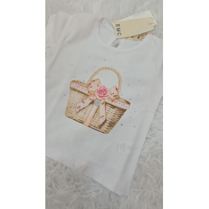 TSHIRT EMC BIMBA BIANCA CON BRILLANTINI DA 6 MESI A 5 ANNI