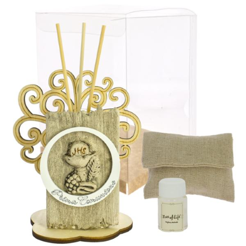 PROFUMATORE ALBERO CON CERCHIO CALICE NATURALE 12X12 +PROFUMO E SACCHETTO C/AST. TRASP.  