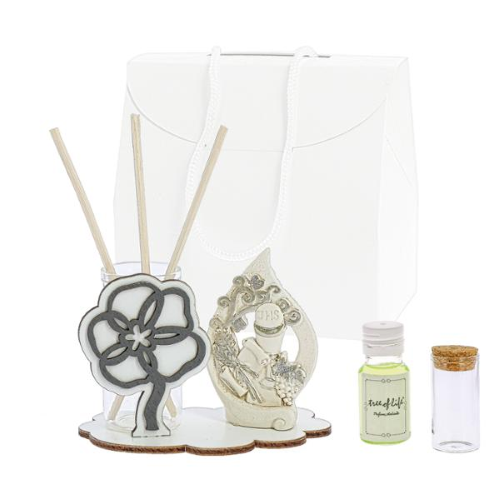   PROFUMATORE FIORE CON GOCCIA CALICE 9,5X6 +PROFUMO E FIALA C/AST. BORSETTA  