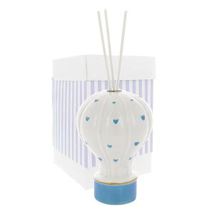 DIFFUSORE MONGOLFIERA CON CUORI CIELO PORCELLANA 8,5X13 +STECCHE C/AST.  