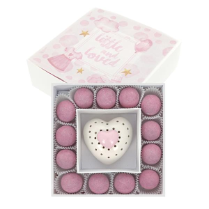 CUORE ROSA TRAFORATO PORCELLANA DIAM. 6 CON BOX PORTACONFETTI  