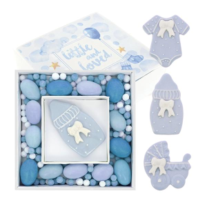 MAGNETE BIBERON CARROZZINA BODY CIELO POIS PORCELLANA 3 ASSORTITI 6X6 CON BOX PORTACONFETTI  