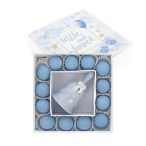 CAMPANELLA CIELO FIOCCO PORCELLANA 5X8 CON BOX PORTACONFETTI