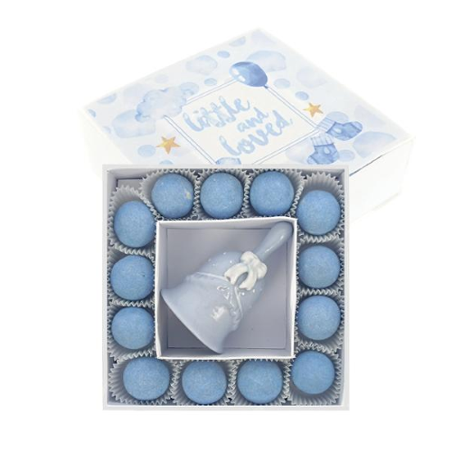CAMPANELLA CIELO FIOCCO PORCELLANA 5X8 CON BOX PORTACONFETTI