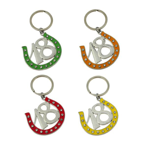 PORTACHIAVE 18° METALLO CON FERRO DI CAVALLO STRASS 4 ASSORTITI 5X4,5  