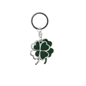 PORTACHIAVE DOPPIO QUADRIFOGLIO SMALTO VERDE 4X5