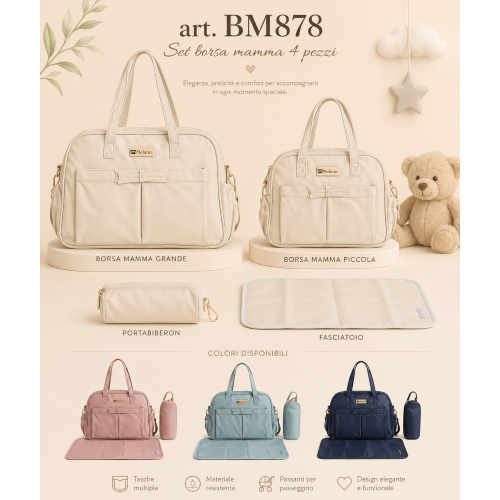Set borsa BIANCA  mamma in ecopelle Melanie