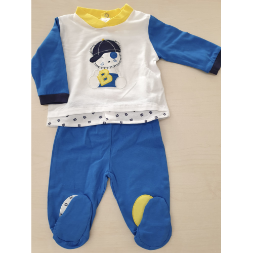 Completino due pezzi in cotone Bidibimbo 1/3 MESI