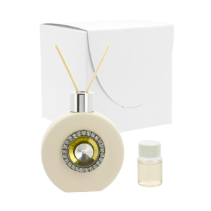   PROFUMATORE TONDO PIATTO VETRO SABBIA CON BLASONE STRASS 8X10 +PROFUMO C/AST.