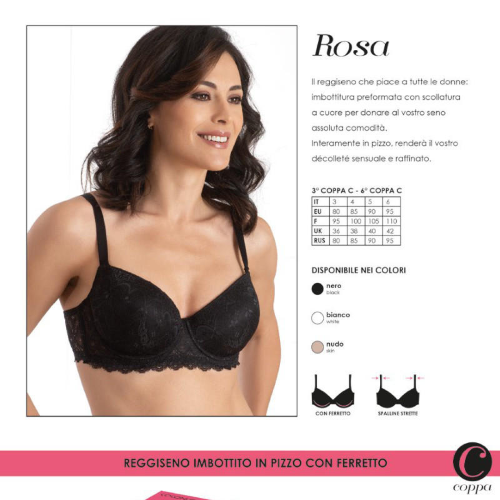 REGGISENO CON IMBOTTITURA E FERRETTO IN PIZZO COPPA C  ART. ROSA COCONUDA