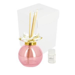 CRILU PROFUMATORE TONDO LISCIO ROSA VETRO CON FIORE SWAROSKI 7X8,5 +PROFUMO C/AST.