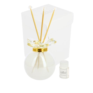 CRILU PROFUMATORE TONDO LISCIO BIANCO VETRO CON FIORE SWAROSKI 7X8,5 +PROFUMO C/AST.