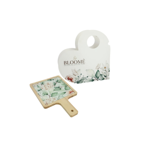 TAGLIERE CON MANICO BLOOME BOTANIC ORTENSIE IN VETRO E LEGNO 15X25
