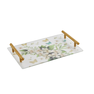 FLOWERS WHITE VASSOIO 30X20CM