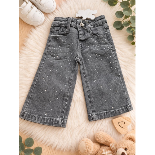 JEANS LARGO BIMBA CON STRASS DA 3/6 MESI A 24/30 MESI