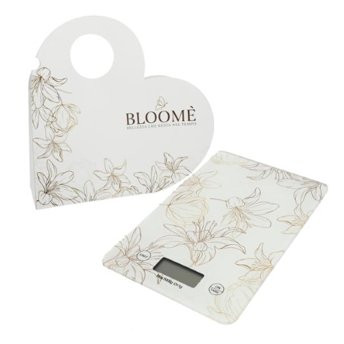 BILANCIA RETTANGOLARE BLOOME GIGLIUS BIANCO VETRO 15X22 C/AST.